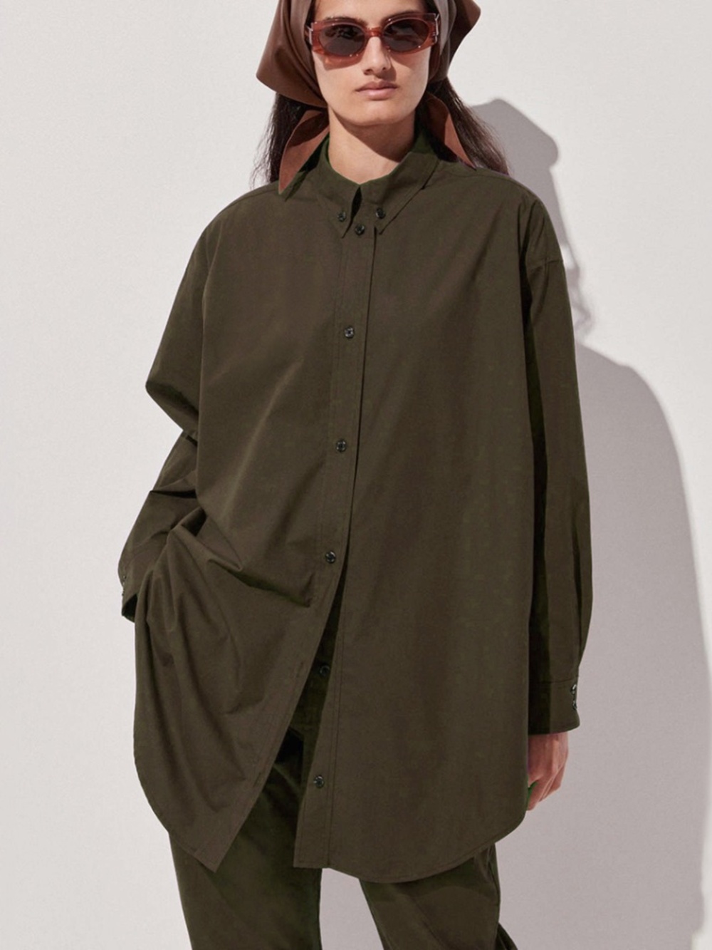 Rachel Comey Ivins Shirt cut out olive green cotton top blouse la garconne O/S